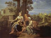 Nicolas Poussin The Sacred Family in a landscape oil painting on canvas